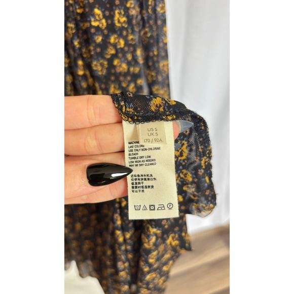 $128‎ Free People Black Hello & Goodbye Mesh Long Sleeve Maxi Dress Size Small - Picture 8 of 9